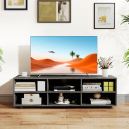 Gainoom Home 6-Cubby Grey Tv Stand With Storage Tv Console Table For Tv Up To 55 Inches - thumbnail 3