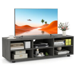 Gainoom Home 6-Cubby Grey Tv Stand With Storage Tv Console Table For Tv Up To 55 Inches