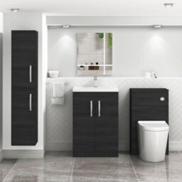 Royal Bathrooms Turin Hale Black 600mm Floor Standing Vanity Unit 2 Door With Mid-Edge Basin Sink - thumbnail 4