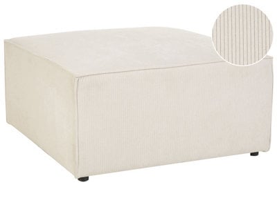 Beliani Beige Corduroy Ribbed Square Ottoman Footstool Modern Design, W83 X D83 X H41Cm - image 1