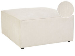 Beliani Beige Corduroy Ribbed Square Ottoman Footstool Modern Design, W83 X D83 X H41Cm - thumbnail 1