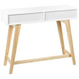 Wyld and Coco Nordicluxe Console Table White Lacquered Top And Light Pine Legs 101X36X78 Cm - thumbnail 5