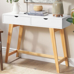 Wyld and Coco Nordicluxe Console Table White Lacquered Top And Light Pine Legs 101X36X78 Cm - thumbnail 2