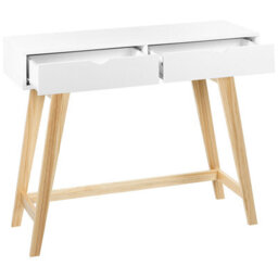 Wyld and Coco Nordicluxe Console Table White Lacquered Top And Light Pine Legs 101X36X78 Cm - thumbnail 4