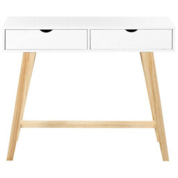 Wyld and Coco Nordicluxe Console Table White Lacquered Top And Light Pine Legs 101X36X78 Cm - thumbnail 3