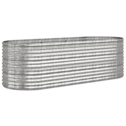 Berkfield Garden Planter Powder-Coated Steel 224X80X68 Cm Silver - thumbnail 2