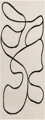 Livabliss Pisa-Modern Off-White Black Living Dining Bedroom Rug 80 X 220 Cm Easy Care, Non Shedding - image 1