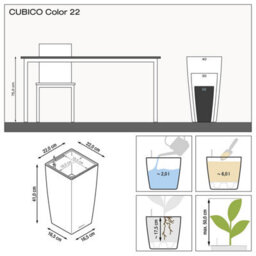 41Cm Tall Planter,  Sand Brown Plastic Lechuza Cubico Color Self-Watering Planter With Water Level Indicator H41 L22 W22 Cm - thumbnail 7