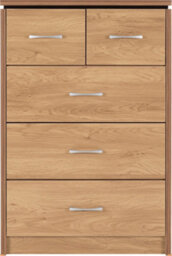 Seconique Charles 3+2 Drawer Chest Of Drawers In Oak Veneer With Dark Walnut Trim - thumbnail 4