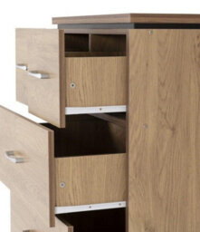 Seconique Charles 3+2 Drawer Chest Of Drawers In Oak Veneer With Dark Walnut Trim - thumbnail 6