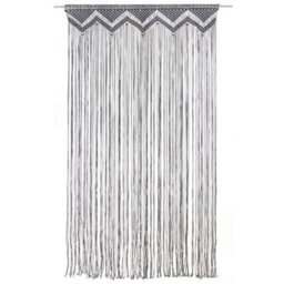 Berkfield Macrame Curtain Anthracite 140X240 Cm Cotton - thumbnail 3