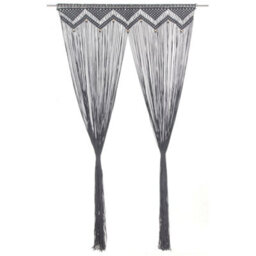 Berkfield Macrame Curtain Anthracite 140X240 Cm Cotton - thumbnail 2