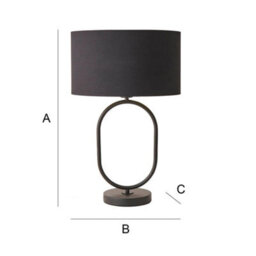 Valuelights Antonia Black With Metallic Gold Inner Drum Shade Matte Black Oval Table Lamp - thumbnail 8