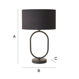 Valuelights Antonia Black With Metallic Gold Inner Drum Shade Matte Black Oval Table Lamp - thumbnail 6