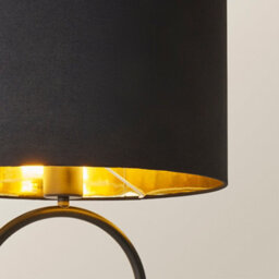 Valuelights Antonia Black With Metallic Gold Inner Drum Shade Matte Black Oval Table Lamp - thumbnail 4