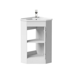 Affine Bathroom Floor Standing Corner Vanity Unit White Gloss Single Door Flat Pack - thumbnail 5