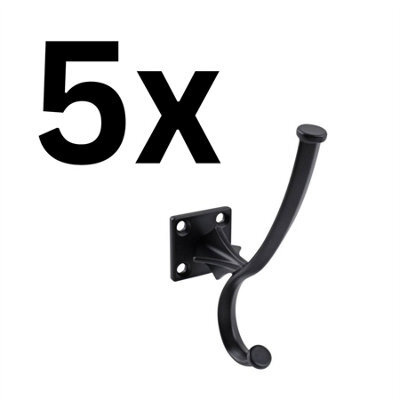 Keypak 5 Pack Rustic Country Hook Black Metal - Vintage Heavy Duty Wall Mounted Coat Hook, Easy Installation - image 1