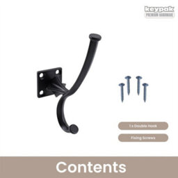 Keypak 5 Pack Rustic Country Hook Black Metal - Vintage Heavy Duty Wall Mounted Coat Hook, Easy Installation - thumbnail 4
