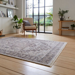 Grey Traditional Abstract Bordered 10mm Thick Stain-Resistant Rug For Bedroom, Living Room, & Dining Room-80Cm X 300Cm  (Runner) - thumbnail 2