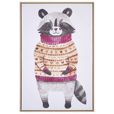 Beliani Canvas Campli Animal Motif 63 X 99 Cm Grey - image 1