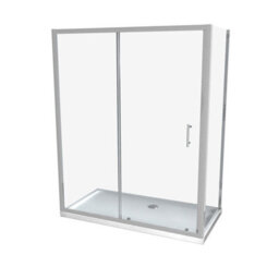Nes Home Magna 1600mm Shower Sliding Door, 800mm Glass Side Panel Screen & Tray - thumbnail 5