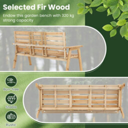 Gainoom Outdoor Fir Wood Bench 2-3 Person Garden Bench With Foldable Middle Table - thumbnail 7