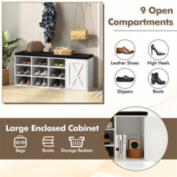 Shoe Storage Bench 3 Tier Entryway Bench With Padded Cushion - thumbnail 5