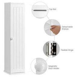 Costway Compact Toilet Tissue Storage Tower Freestanding Paper Towel Holder W/ Detachable Shelf - thumbnail 9