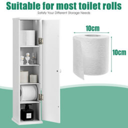 Costway Compact Toilet Tissue Storage Tower Freestanding Paper Towel Holder W/ Detachable Shelf - thumbnail 6