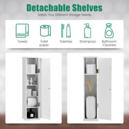Costway Compact Toilet Tissue Storage Tower Freestanding Paper Towel Holder W/ Detachable Shelf - thumbnail 7