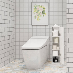 Costway Compact Toilet Tissue Storage Tower Freestanding Paper Towel Holder W/ Detachable Shelf - thumbnail 3