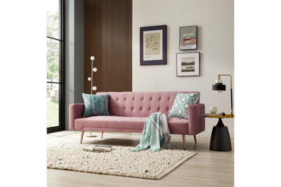 Home Detail Windsor Sofa Bed, Pink Velvet Rose Gold Legs - image 1