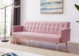 Home Detail Windsor Sofa Bed, Pink Velvet Rose Gold Legs - thumbnail 3