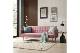 Home Detail Windsor Sofa Bed, Pink Velvet Rose Gold Legs