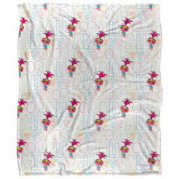 Trolls Silky Patterned Soft Touch Blanket White/pink (One Size) - thumbnail 1