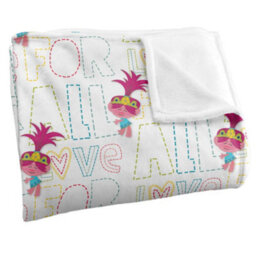 Trolls Silky Patterned Soft Touch Blanket White/pink (One Size) - thumbnail 2