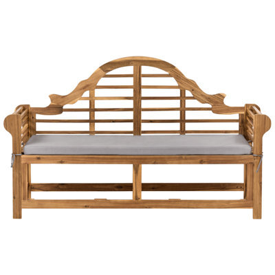 Beliani Garden Bench With Cushion Marlboro 180 Cm Acacia Wood Grey - image 1