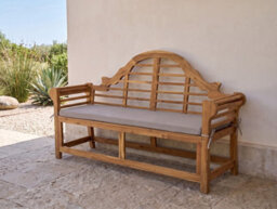 Beliani Garden Bench With Cushion Marlboro 180 Cm Acacia Wood Grey - thumbnail 2
