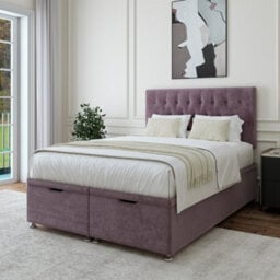 Bedmaster Mauve Luxury Velvet Ottoman Divan Base And Button Headboard Super King - thumbnail 2