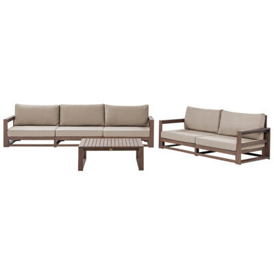 Beliani Garden Lounge Set With Table 5 Seater Timor Modular Certified Acacia Wood Dark Brown - image 1