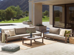 Beliani Garden Lounge Set With Table 5 Seater Timor Modular Certified Acacia Wood Dark Brown - thumbnail 2
