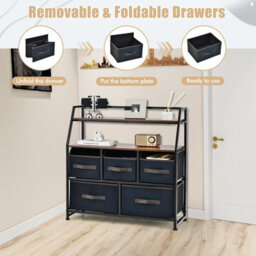 Gainoom Industrial 5 Drawers Dresser Organizer Fabric Storage Organizer Chest Of Drawers - thumbnail 8