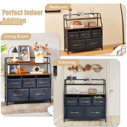 Gainoom Industrial 5 Drawers Dresser Organizer Fabric Storage Organizer Chest Of Drawers - thumbnail 9