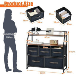 Gainoom Industrial 5 Drawers Dresser Organizer Fabric Storage Organizer Chest Of Drawers - thumbnail 2
