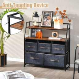 Gainoom Industrial 5 Drawers Dresser Organizer Fabric Storage Organizer Chest Of Drawers - thumbnail 3