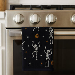Allure Bath Fashions Luxury Pair Of Skeleton Halloween Hand Towels - 100% Cotton Spooky Tea Towels - thumbnail 9
