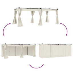 Walplus Gazebo With Curtains Cream 6X3 M Steel - thumbnail 3