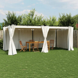Walplus Gazebo With Curtains Cream 6X3 M Steel