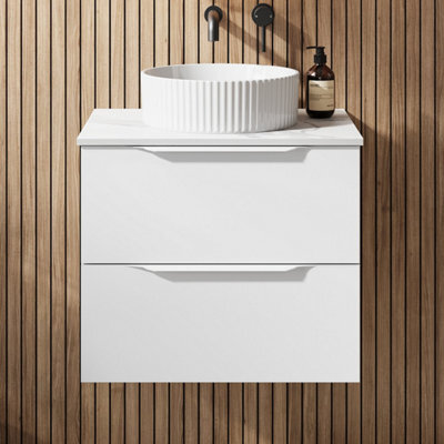 Affine 600mm Countertop Bathroom Vanity Unit Basin Wall Hung Furniture Soft Close White - image 1
