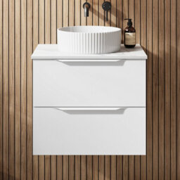 Affine 600mm Countertop Bathroom Vanity Unit Basin Wall Hung Furniture Soft Close White - thumbnail 1